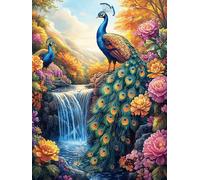 Pavo real en la cascada Rompecabezas 500 Piezas Cartón Para Principiantes Cuentos de hadas de animales salvajes fantásticos Vacaciones Y Fines De Semana Hobby Y Ocio Calidad Profesional Regalo Cumplea