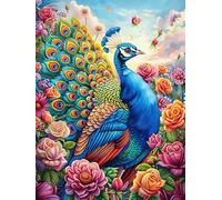 Pavo real en un jardín floral florecido Puzzle 300 Piezas Cartón Grueso Para Toda La Familia Sueño Mágico de Ciencia Ficción Desarrollo Lógica Agilidad Mental Actividad Hacer En Grupo Idea De Regalo 3
