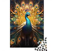 Pavo Real exhibiendo Rompecabezas Pavo Real Plumas Cartón Premium 1000 Piezas, Juego Educativo Adultos, Alivio Estrés, Regalo Cumpleaños, Decoración Pared para Entusiastas 70x50cm/1000pcs