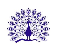 pavo real exhibiendo sus plumas contra un Calcomanías de tallado fino 65.6x79.7cm Cultura del tatuaje Azul oscuro