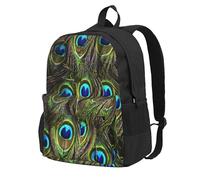 Pavo real fresco,Mochila con bolsillos, mochila informal para el día a día, resistente al agua, ideal para la escuela, viajes