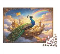 Pavo Real Majestuoso Palacio Fantasía Puzzle de 1000 Piezas Papel Puzzle para Adultos Relajación Concentración Decoración Familiar Regalo 52x38cm/1000pcs