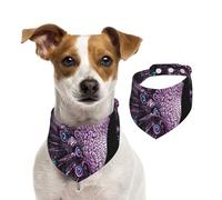 Pavo Real Morado,Pañuelos de algodón para Perros, Bufandas Ajustables para Mascotas,M