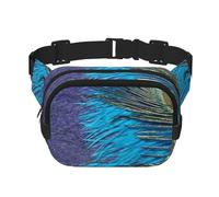 Pavo Real Morado y Verde Azulado,Riñonera Cuadrada de Doble Capa, Bolso de Viaje, Bolso Informal para el Pecho.