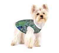 Pavo Real mostrando Plumas con Las alas Abiertas,Camiseta de algodón sin Mangas para Mascotas, Chaleco Transpirable, Suave y elástico para Cachorros,S