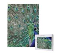Pavo Real mostrando Plumas con Las alas Abiertas,Rompecabezas de Madera de 500 Piezas para Adultos y Adolescentes.