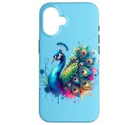 Pavo Real Pájaro Floral Botánico Arte Exótico Naturaleza A Carcasa para iPhone 16