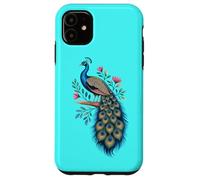 Pavo real, pájaro, floral, botánico, arte, exótico, naturaleza, diseño Carcasa para iPhone 11