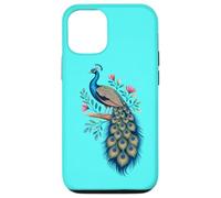 Pavo real, pájaro, floral, botánico, arte, exótico, naturaleza, diseño Carcasa para iPhone 12/12 Pro