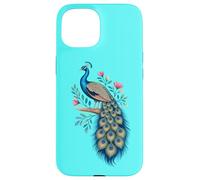 Pavo real, pájaro, floral, botánico, arte, exótico, naturaleza, diseño Carcasa para iPhone 15