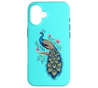 Pavo real, pájaro, floral, botánico, arte, exótico, naturaleza, diseño Carcasa para iPhone 16