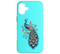Pavo real, pájaro, floral, botánico, arte, exótico, naturaleza, diseño Carcasa para iPhone 16 Plus