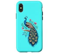 Pavo real, pájaro, floral, botánico, arte, exótico, naturaleza, diseño Carcasa para iPhone X/XS