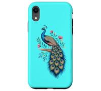 Pavo real, pájaro, floral, botánico, arte, exótico, naturaleza, diseño Carcasa para iPhone XR