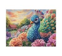 Pavo Real paraíso Florido Puzzles 500 Piezas Maquetas Educativas 3D Rompecabezas para Familia Construir DIY Aliviar Estrés Decoración Hogar 500 PCS