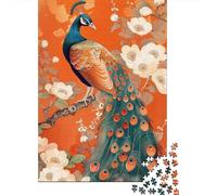 Pavo Real Patrón Floral Puzzle de 1000 Piezas Papel para Adultos Decoración Relajante Hogar Enfoque Interacción Regalo 70x50cm/1000pcs