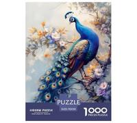 Pavo real Puzzle 1000 piezas Blooming Flores Rompecabezas Juego De Inteligencia Decoración Interior De Cartón 100% Reciclado para Decoración Del Hogar 70x50cm/1000pcs