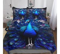 Pavo Real Ropa De Cama 3 Piezas Animales Lindos Funda De Edredón 3D con Fundas De Almohada 100% Funda Nórdica con Cierre De Cremallera Juego De Cama para Adultos Y Adolescentes Double（200x200cm）