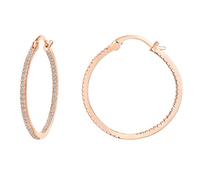 PAVOI 14K Chapado en Oro 925 Pendientes de Plata de Ley Pon Cubic Zirconia aro | Oro Grande Aros Rose