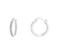 PAVOI 14K Chapado en Oro 925 Pendientes de Plata de Ley Pon Cubic Zirconia aro | Pequeño Aros de Oro Blanco