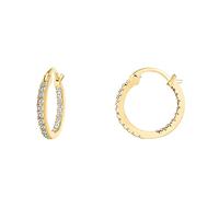 PAVOI 14K Chapado en Oro 925 Pendientes de Plata de Ley Pon Cubic Zirconia aro | Pequeño Oro Amarillo Aros