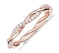 PAVOI 14K Gold Plated Sterling Silver Cubic Zirconia Twisted Rope Eternity Band for Women