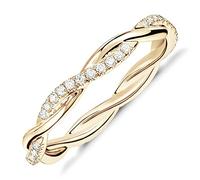 PAVOI 14K Gold Plated Twisted Eternity Ring for Women - Sterling Silver Cubic Zirconia Eternity Band for Women - Dainty Twisted Rope Design Bands