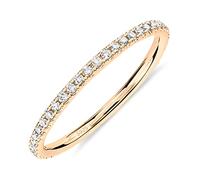 PAVOI AAAAA CZ 14K Anillo de eternidad apilable de circonita cúbica plateada en oro amarillo - Tamaño 9 para mujer