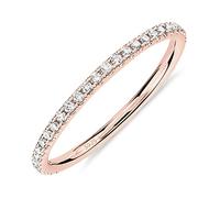 PAVOI AAAAA CZ 14K Anillo de eternidad apilable de circonita cúbica Plateada en Oro Rosa - Talla 9 para Mujer