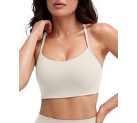 PAVOI Active FlexFlow - Brasier de Yoga Suave para Mujer, Brasier de Entrenamiento de bajo Soporte para Copas A-C, Cuello Redondo y Espalda en Y, Moon, Small
