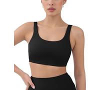 PAVOI Active - Sujetadores Deportivos de Yoga para Mujer, sostén de Gimnasio de bajo Impacto y Alto Soporte, con Almohadillas extraíbles, Escote Redondo bajo, FlexFlow, Negro -, Small