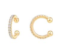 PAVOI Aretes Ear Cuff chapados en Oro de 14 quilates | Pendientes Clip On Ear Cuffs para Mujer, 12 mm, Oro amarillo, Circonia cúbica