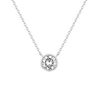 PAVOI - Collar con colgante solitario de circonita cúbica chapado en oro de 14 quilates en forma de círculo | Elegante colgante con bisel | Collares de circonita cúbica con halo delicados para mujer