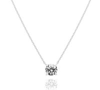 PAVOI Solitario de cristal de Swarovski chapado en oro de 14K con collar de gargantilla delicada de 1,5 quilates (7,3 mm) | Collares de oro blanco para mujer