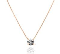PAVOI Solitario de cristal de Swarovski chapado en oro de 14K con collar de gargantilla delicada de 1,5 quilates (7,3 mm) | Collares de oro rosa para mujer