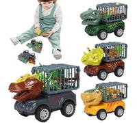 Pavsicgn Juguetes De Coches - Juego De 4 Dinosaurios con Excavadora Y Camión | Figuras De Tiranosaurio, Excavadora Y Vehículos Autopropulsados para Niños Mayores De 3 Años