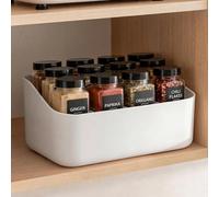 PAVSTINE Organizador de Especias con 4 Compartimentos, Estantería, Blanco | Organizador de Encimera de Cocina en Armarios de Cocina para Especias, Cajone, Nevera