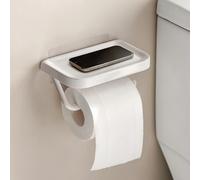 PAVSTINE Portarrollos Baño Sin Taladro, Compatible con Varios Tipos De Papel Higiénico Soporte Rollo Papel Higienico, ABS Multifuncional Porta Rollos De Papel Higienico, Blanco