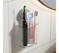 PAVSTINE Soporte Cepillo de Dientes Pequeño con Ventosa, Portacepillo de Dientes Eléctrico sin Taladrar, Portacepillos de Dientes Pared, Carga Máxima de 3 KG, Toothbrush Holder Extraíble para Baño