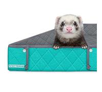 Paw Inspired Forro Lavable para Jaula Critter Box, Ropa de Cama Reversible de Forro Polar con Laterales elevados para Hurones, cobayas, Ratas(Critter Nation/Ferret Nation, Gris/Verde)