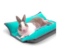 Paw Inspired® Snuggle - Cama de conejo para conejos y otras mascotas y animales pequeños | Ropa de cama reversible de forro polar con lados acolchados (gris/verde)