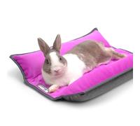 Paw Inspired® Snuggle - Cama de conejo para conejos y otras mascotas y animales pequeños | Ropa de cama reversible de forro polar con lados acolchados (gris/rosa)