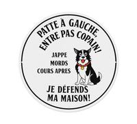 Paw Left Don't Come In Friend Bark Bite Chase After I Defend My House - Letrero redondo de metal vintage para cafetería, bar, pub, decoración de pared del hogar, póster de metal de 8 x 8 pulgadas