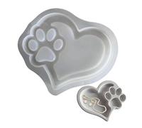 Paw Molds Silicone - Candle Mold Heart Print Pendant Mould, Plaster Epoxy for Keychain Soap Clay Resin Crafts