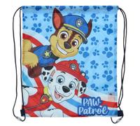 Paw Patrol Bolsa de gimnasio con cordón para niños, kit de polietileno, bolsa de natación y deportes con Chase & Marshall, mochila escolar ligera con cordón, azul