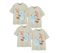 Paw Patrol Camiseta de manga corta beige para niños | Camiseta gráfica de cumpleaños para niños | Personajes de Chase Marshall Rubble Skye, ropa de dibujos animados para niños, camiseta temática de