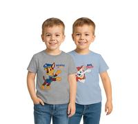 Paw Patrol - Camiseta de manga corta para niño, color azul y gris (paquete de 2), azul y gris, 98-104
