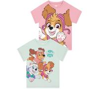 Paw Patrol Camiseta para Niña Pack De 2, Camisetas De Verano para Niñas, Lote 2 Camisetas, Ropa Infantil Algodón, Rosa 6-7 Años