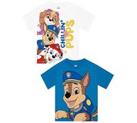 Paw Patrol Camisetas Niño Pack De 2, Camiseta Verano para Niños, Lote De 2 Camisetas, Ropa Infantil Algodón, Azul 6-7 Años