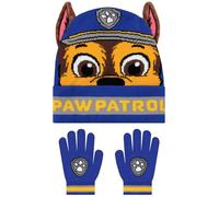 Paw Patrol Conjunto De Gorro Y Guantes Para Niños, Conjunto De Gorro Y Guantes Chase Con Orejas 3D, Azul, Talla Única